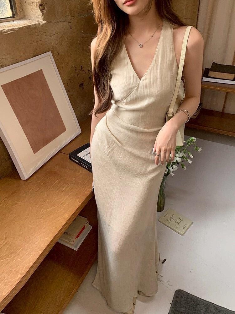 26Jun. 高知姐姐 氣質綁帶收腰連身裙 杏