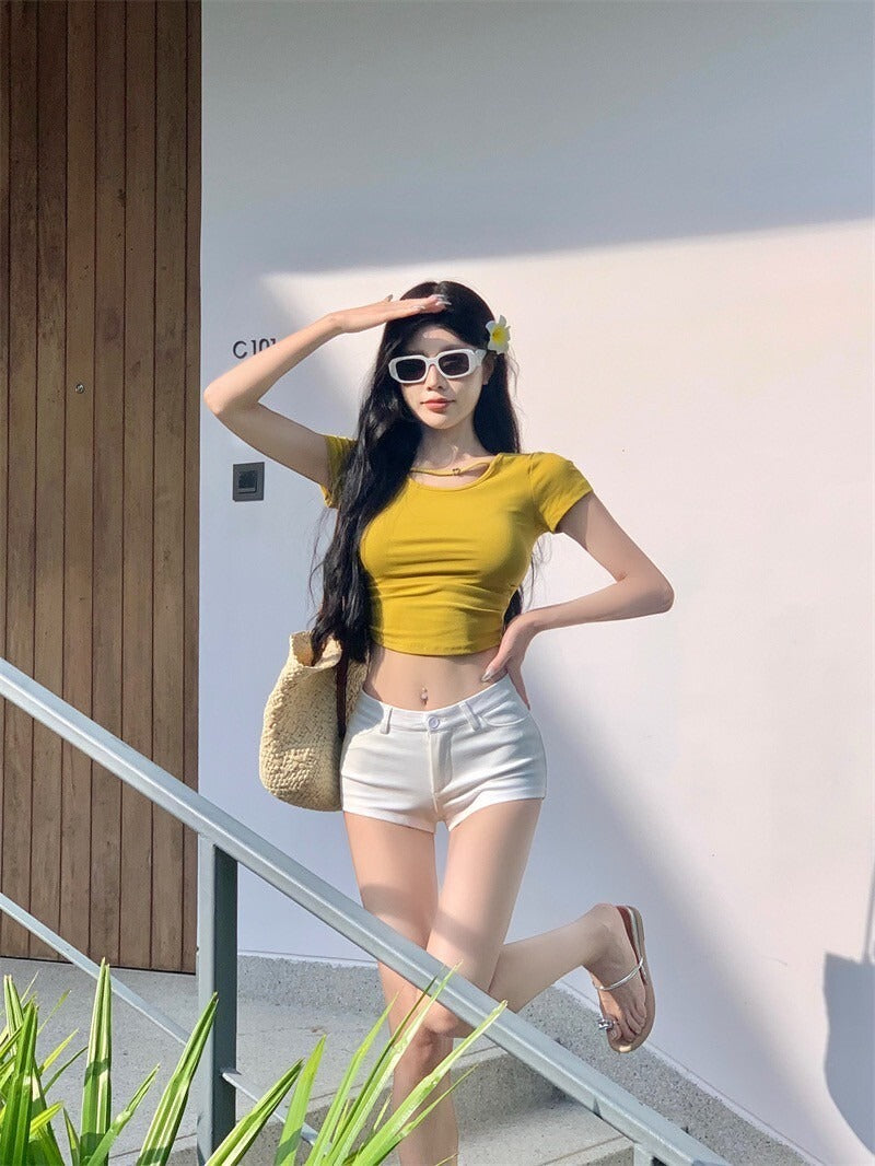 26Jun. 自帶美跨墊中腰短褲 3色 （加購不單售）